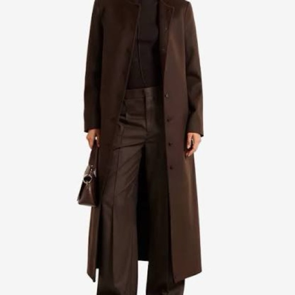 Elegant Angora and Wool Brown Women's Designer Coat